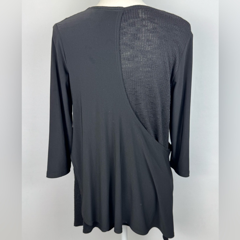 Sympli Asymmetrical Knit Tunic Long Sleeves Lightweight Mixed Media Black Size 8 - Picture 7 of 10